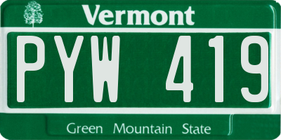 VT license plate PYW419