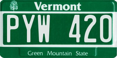 VT license plate PYW420