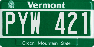 VT license plate PYW421