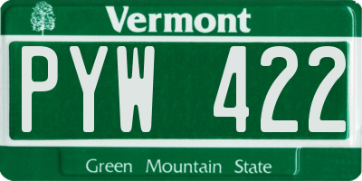 VT license plate PYW422
