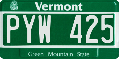 VT license plate PYW425