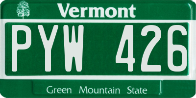 VT license plate PYW426