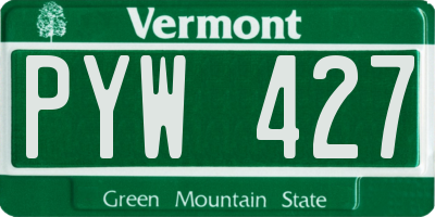 VT license plate PYW427