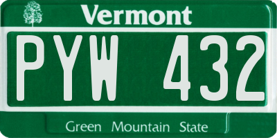 VT license plate PYW432
