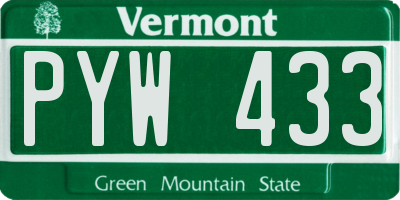 VT license plate PYW433
