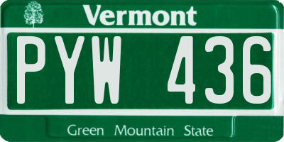 VT license plate PYW436