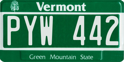 VT license plate PYW442