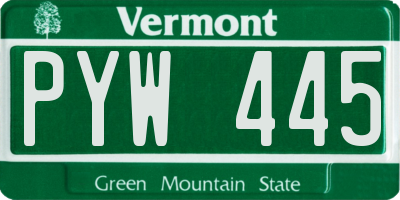 VT license plate PYW445