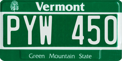 VT license plate PYW450