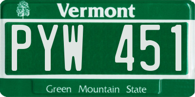 VT license plate PYW451