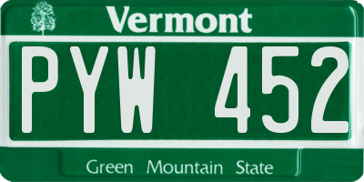 VT license plate PYW452