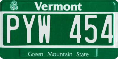 VT license plate PYW454