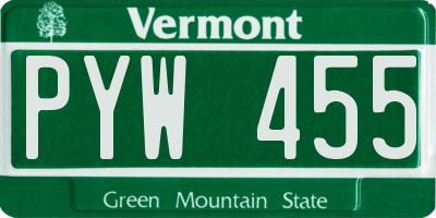 VT license plate PYW455