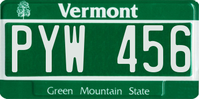 VT license plate PYW456