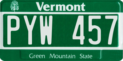 VT license plate PYW457