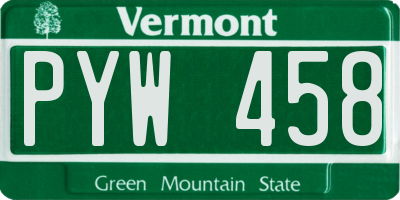 VT license plate PYW458