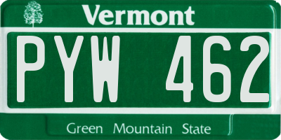 VT license plate PYW462