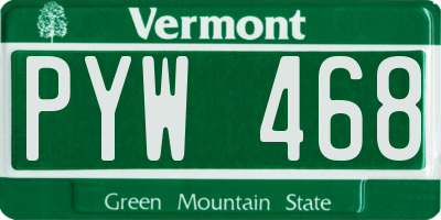 VT license plate PYW468