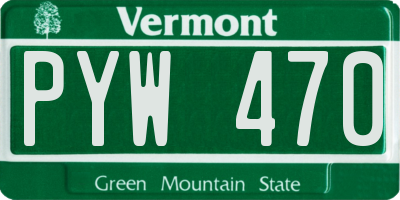 VT license plate PYW470