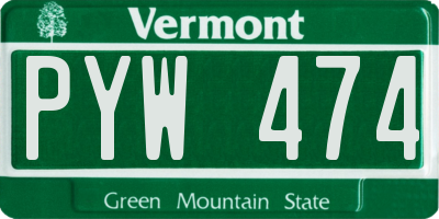 VT license plate PYW474