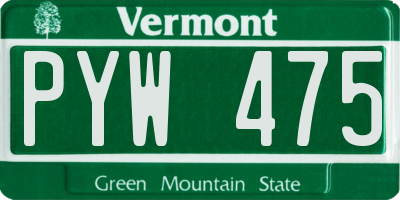 VT license plate PYW475