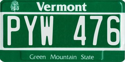 VT license plate PYW476