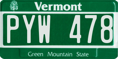 VT license plate PYW478