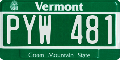 VT license plate PYW481