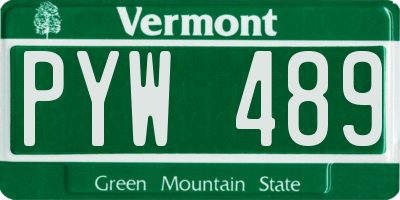 VT license plate PYW489