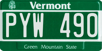 VT license plate PYW490