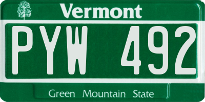 VT license plate PYW492