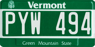 VT license plate PYW494