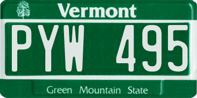VT license plate PYW495
