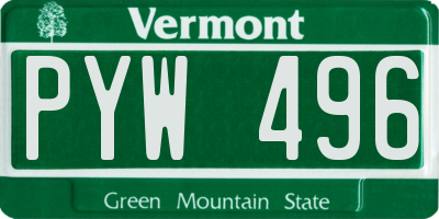 VT license plate PYW496