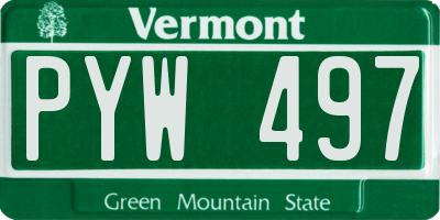 VT license plate PYW497