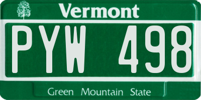 VT license plate PYW498