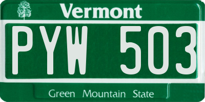 VT license plate PYW503