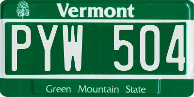 VT license plate PYW504