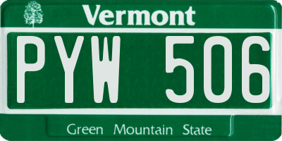 VT license plate PYW506