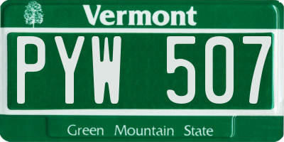 VT license plate PYW507