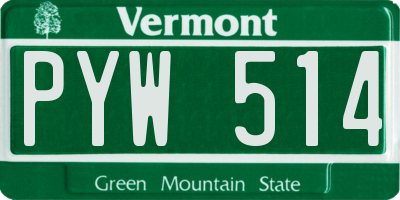 VT license plate PYW514