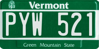 VT license plate PYW521
