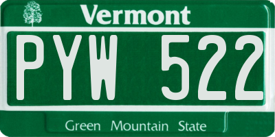 VT license plate PYW522