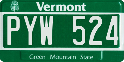 VT license plate PYW524