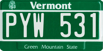 VT license plate PYW531