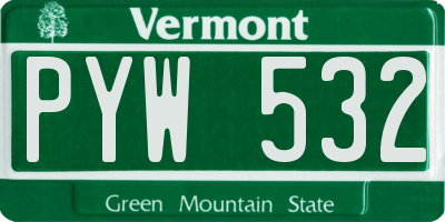 VT license plate PYW532