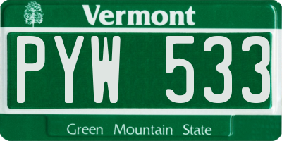 VT license plate PYW533