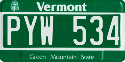 VT license plate PYW534