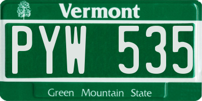 VT license plate PYW535