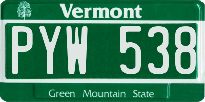 VT license plate PYW538